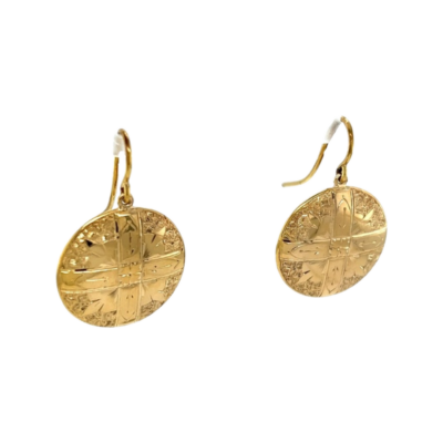 Victorian 9ct Gold Disc Earrings - Image 2
