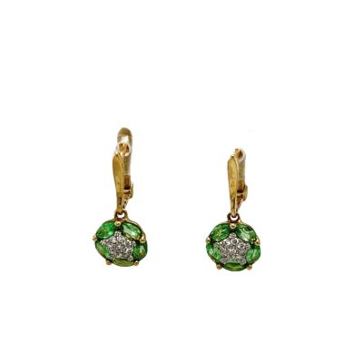 Green Tsavorite Garnet and Diamond Drop Earrings