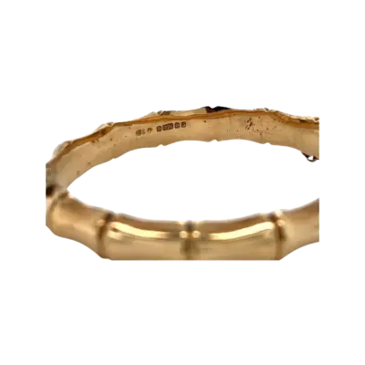 Retro 9ct yellow gold Bamboo hinged bangle - Image 2