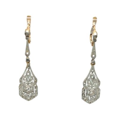 Art Decor Platinum and Gold Diamond Earrings
