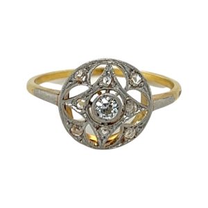 Platinum and 18ct Yellow Gold Diamond Cluster Ring