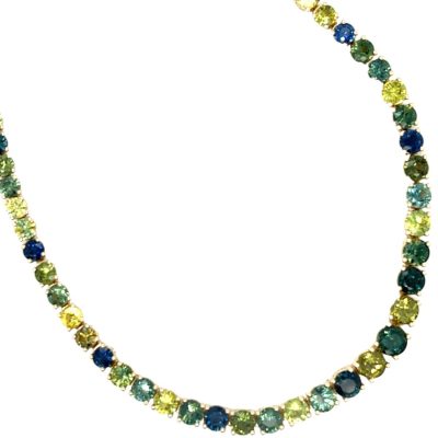 Natural Australian yellow green blue and Parti Sapphire Necklace