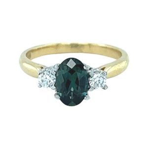 Australian Teal Sapphire and Diamond Ring