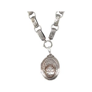 Victorian Silver Locket and Collar Birm 1881