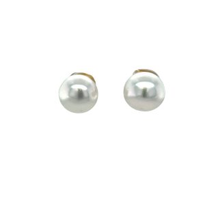 9ct Yellow Gold Button Earrings with South Sea Pearl