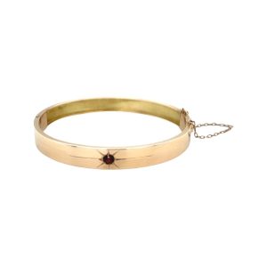 Victorian 15ct Rose Gold Bangle with Garnet