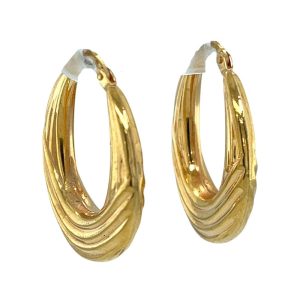 9ct Yellow Gold Large Oval Twist Pattern Earring