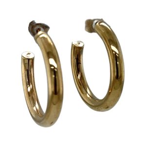 9ct Yellow Gold Circular Tube Earrings