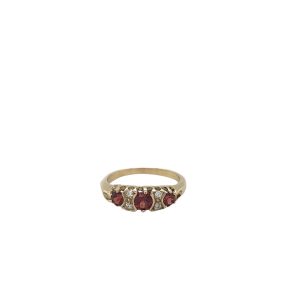 Garnet & Diamond half hoop style Ring