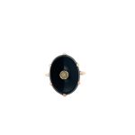 Art Deco Oval Onyx & Seed Pearl Ring