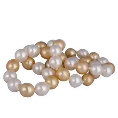 White and Golden South Sea Pearl Necklace 9-11mm with 18ct YG Diamond Set Ball Clasp - Image 4