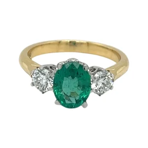 Natural Zambian Emerald and Diamond Ring