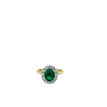 Natural Zambian Emerald and Diamond Cluster Ring