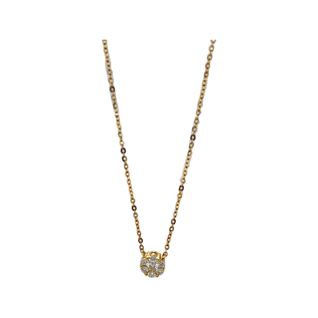 18ct Yellow Gold Diamond Daisy Pendant with Chain