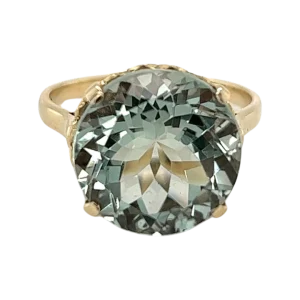 Green Amethyst Round Claw Set Ring