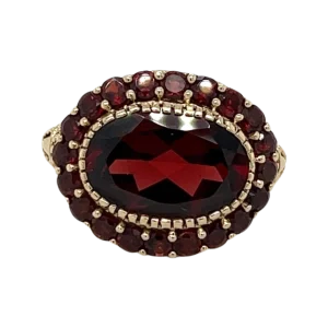 Georgian Style Oval Faceted Garnet Ring