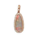 14ct Rose Gold Opal and Diamond Pedant