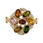 Mixed Tourmaline and Diamond Ring