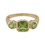 Emerald and Peridot Bezel Set Ring