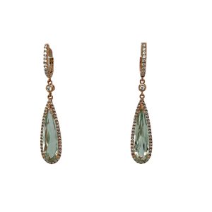 Green Amethyst & Diamond Drop Earrings