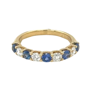 Alternating Brilliant Cut Sapphire and Diamond Ring