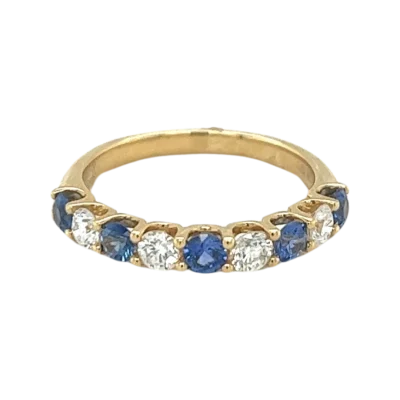 Alternating Brilliant Cut Sapphire and Diamond Ring