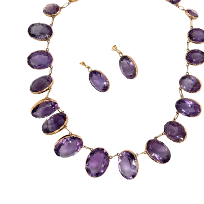 Victorian Amethyst Necklace & matching drop earrings