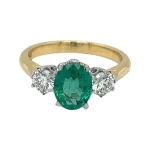 Oval Zambian Emerald & Diamond Trilogy Ring