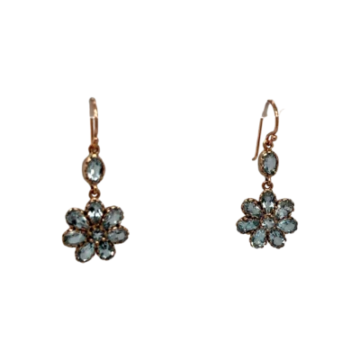 Blue topaz flower earrings