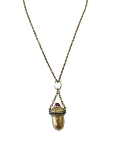 18ct Victorian Acorn Perfume Bottle pendant