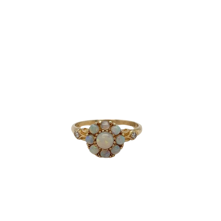 Opal and Diamond Daisy ring