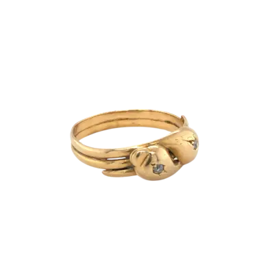 9ct Gold and Diamond Entwined Serpent Ring c1916 - Image 3