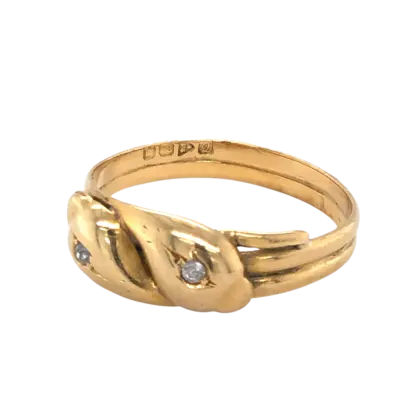 9ct Gold and Diamond Entwined Serpent Ring c1916 - Image 2