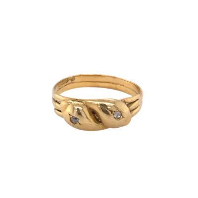 9ct Gold and Diamond Entwined Serpent Ring c1916