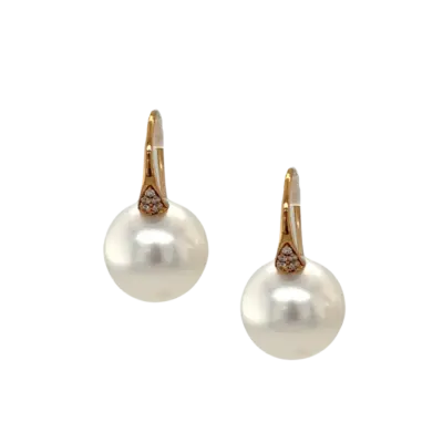 South Sea Pearl 12mm drop earrings with Diamonds