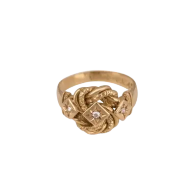 18ct Gold Diamond Lovers Knot Ring c1916